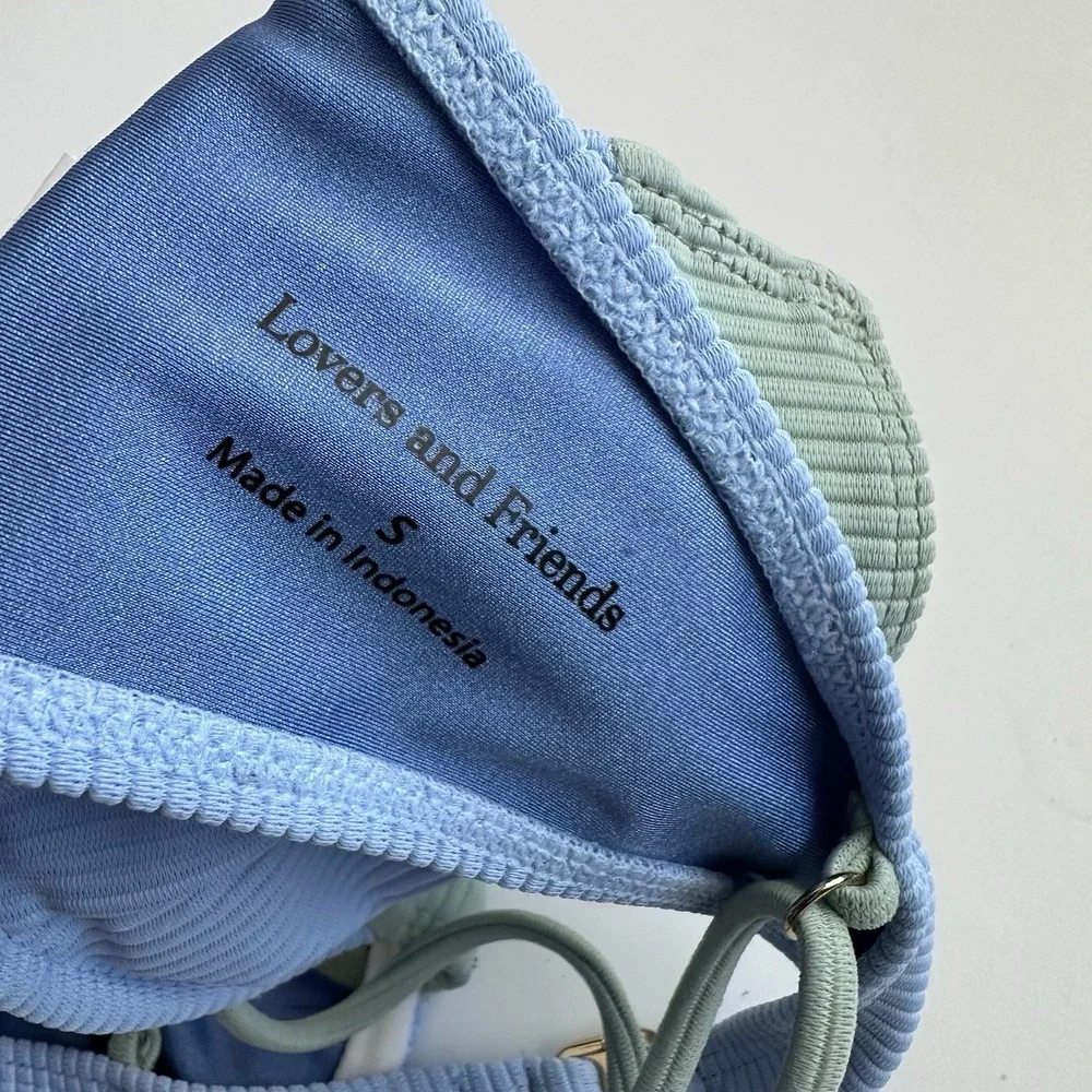 Lovers + Friends Pool Party Bikini Top Size Small Blue Mint Revolve Vacation - Picture 4 of 6